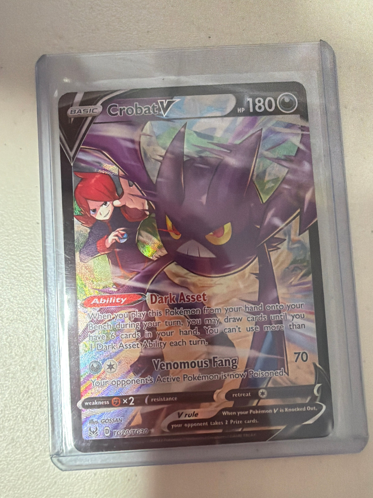 Crobat V TG20/TG30 Holo V Rare Pokémon Lost Origin Trainer Gallery | Pokémon