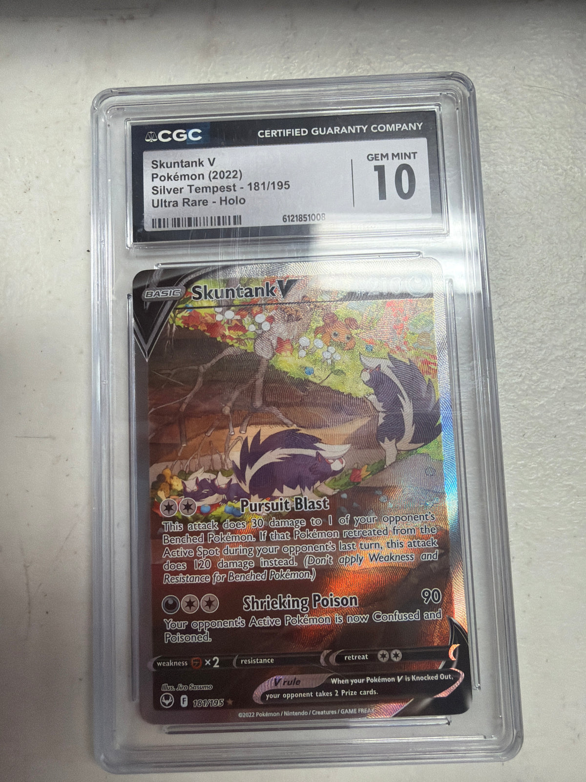 CGC 10 | Pokémon Silver Tempest Alt Art Skuntank V #181 | Pokémon