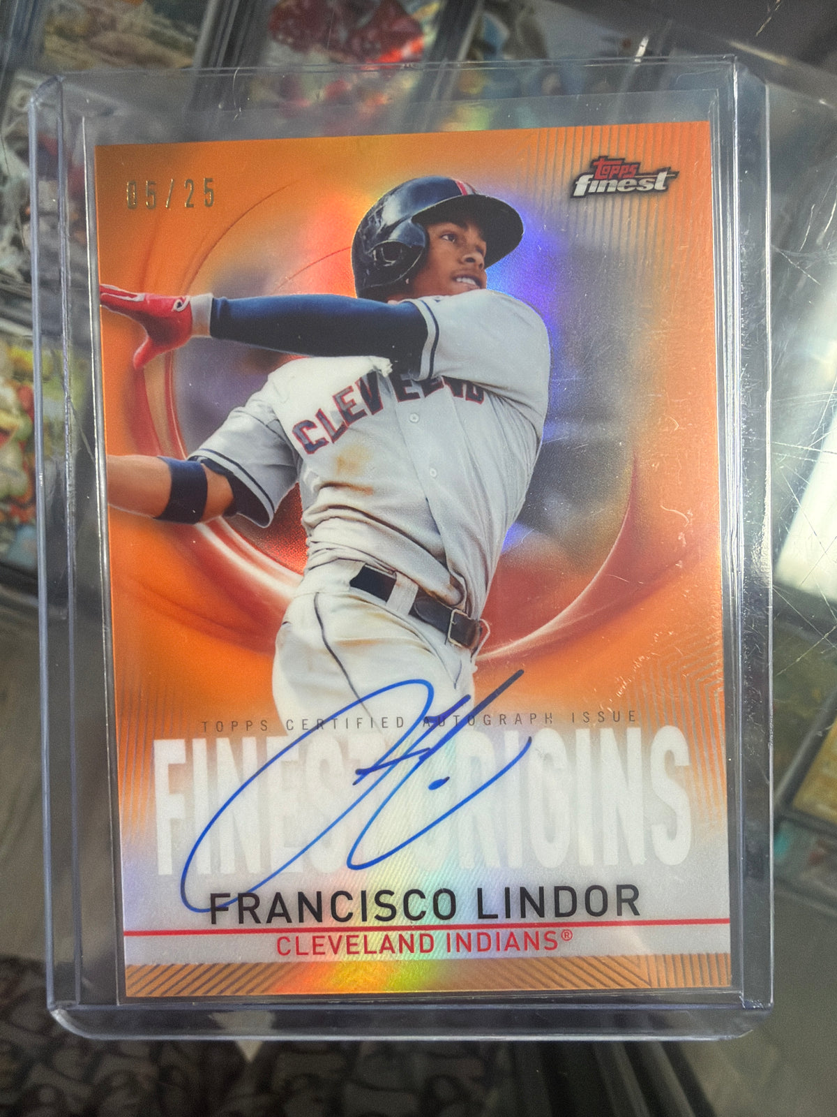 2019 Topps Finest Francisco Lindor Orange Refractor Autograph #FOA-FL /25