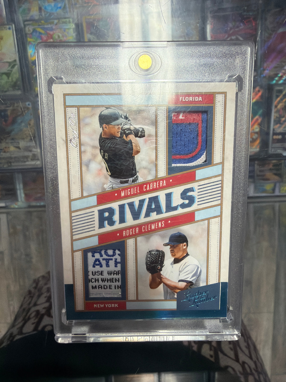 2019 Panini Leather & Lumber Rivals Materials Miguel Cabrera / Roger Clemens Dual Patch