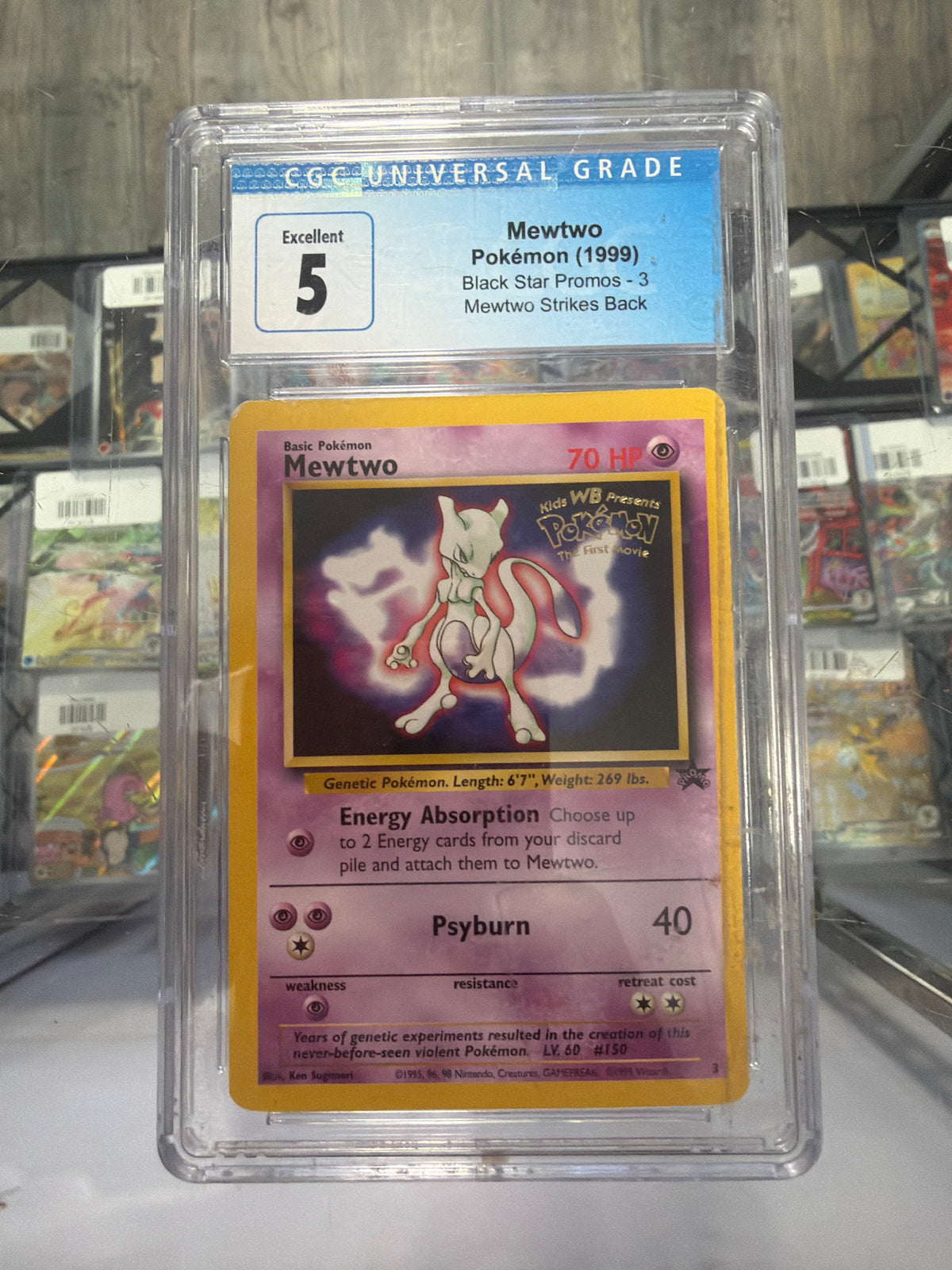 1999 Mewtwo (Movie Promo) Black Star Promo 3 Pokémon Card Graded 5