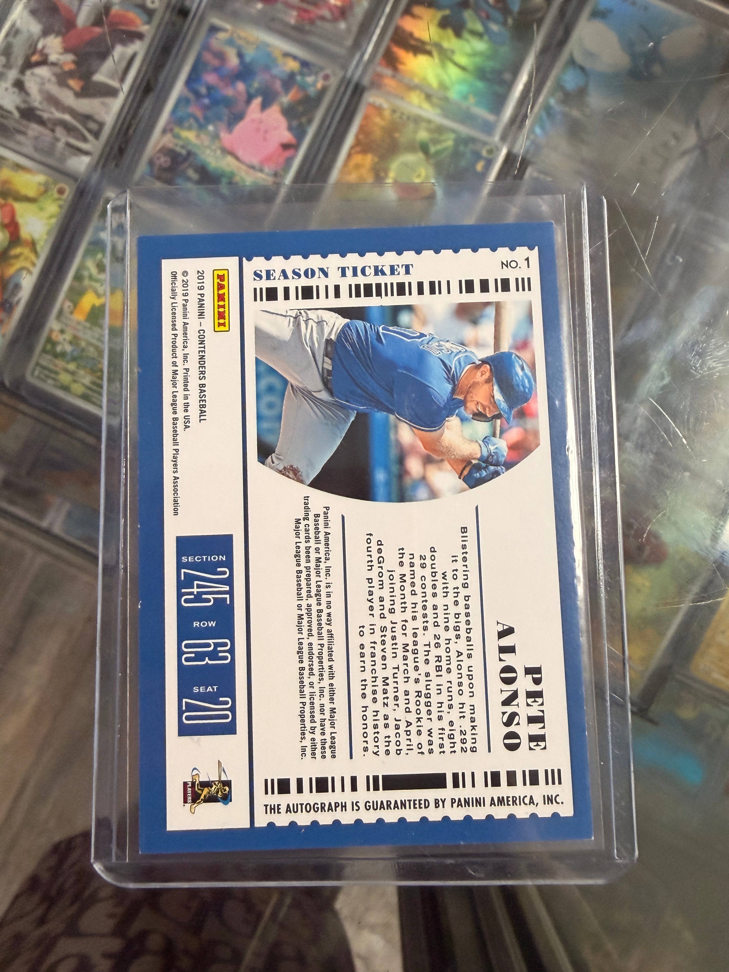 2019 Panini Contenders Pete Alonso Rookie Ticket Auto RC Season Ticket #1 Mets