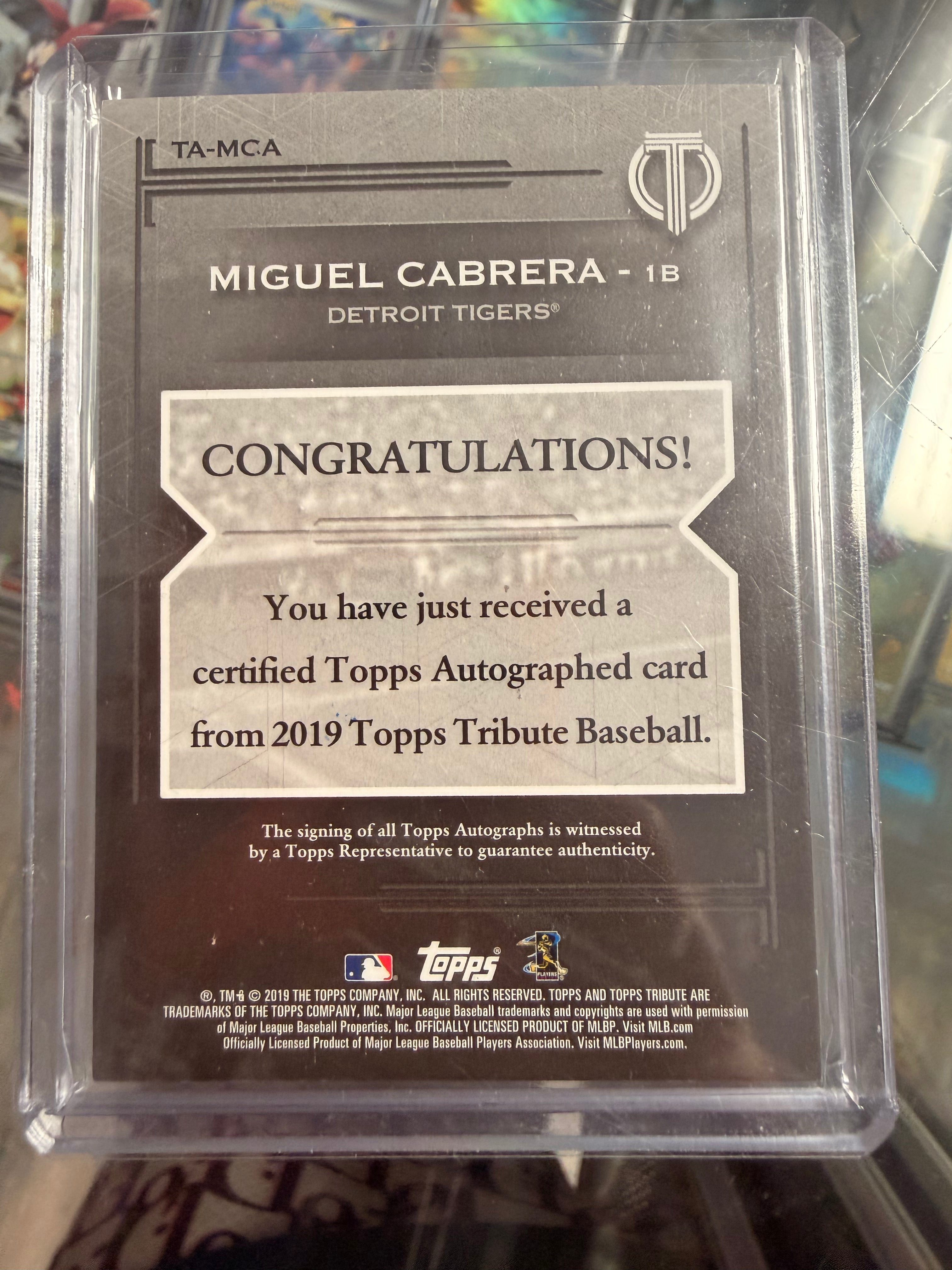 2019 Topps Tribute Miguel Cabrera Auto 51/60 TA-MCA On Card Autograph Tigers HOF
