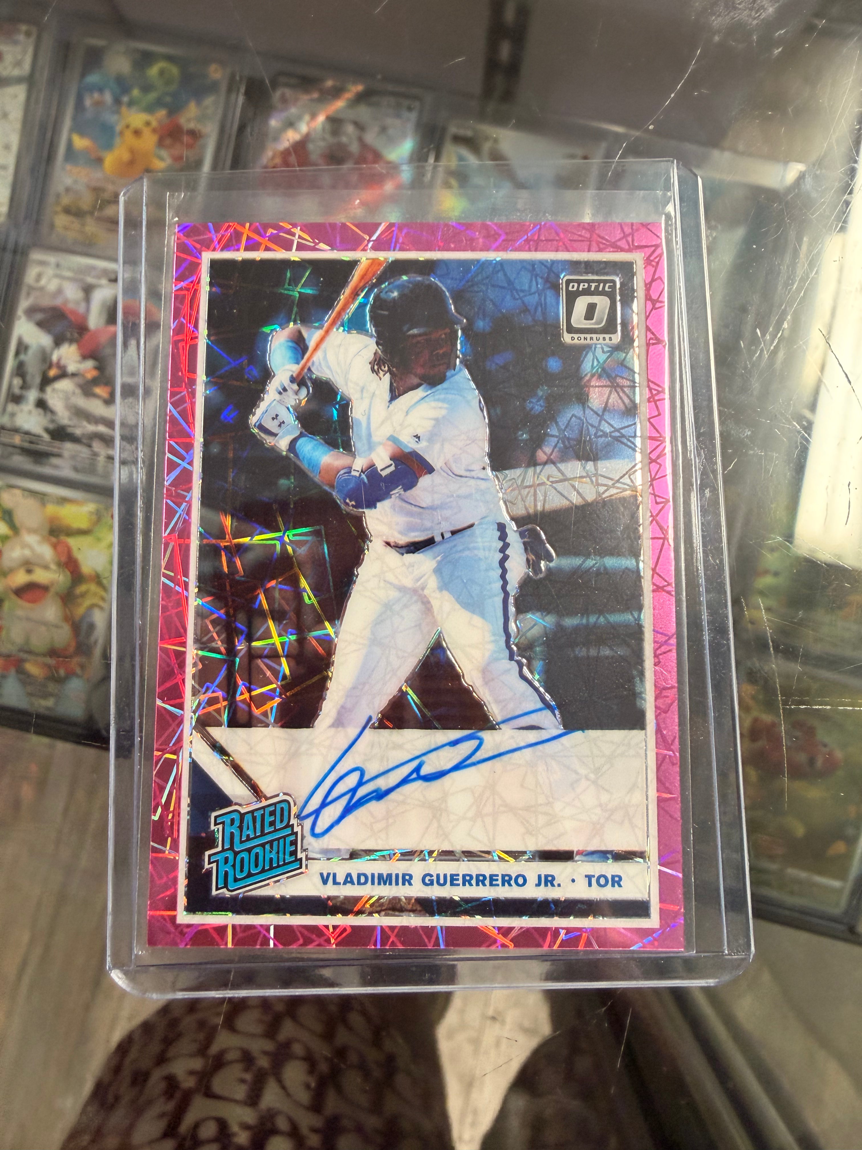 2019 Donruss Optic Vladimir Guerrero Jr Rated Rookie Signatures Pink Velocity Auto RPS-VG RC